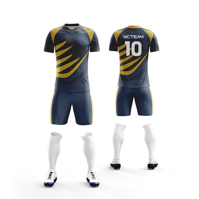 Wholesale 5 Sets of Custom Youth Moisture Wicking Polyester Soccer Futsal Uniforms