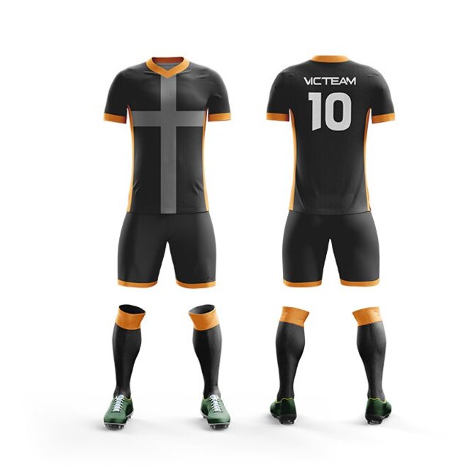 Wholesale 5 Sets of Custom Youth Moisture Wicking Polyester Soccer Futsal Uniforms