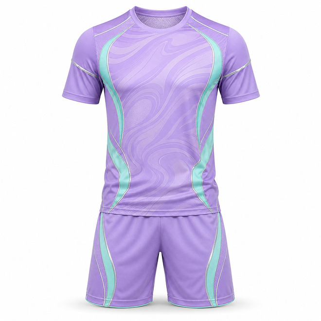 Mens Lavender Mint Breathable Printed Sublimated Futsal Jersey and Shorts Set