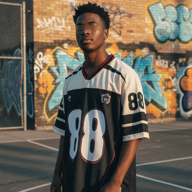 Retro Patchwork Custom Number Logo V Neck Streetwear Football Jersey
