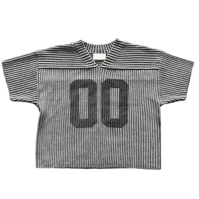 Wholesale 2 Pcs of Print Streetwear Summer Casual Jumper Short Sleeve Pullover Knitted Jersey