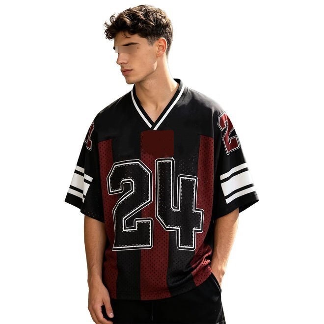Wholesale 2 Pcs of Breathable Mesh Fabric Street Fashion American Retro Style Football & Rugby Jersey