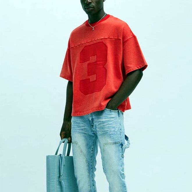 Hip Hop Mens Vintage Acid Washed Solid Streetwear Boxy Fit Jersey