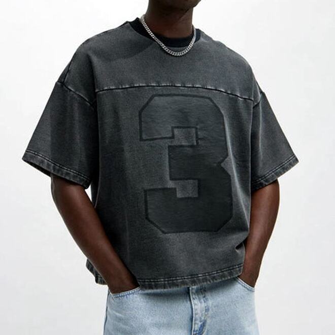 Hip Hop Mens Vintage Acid Washed Solid Streetwear Boxy Fit Jersey