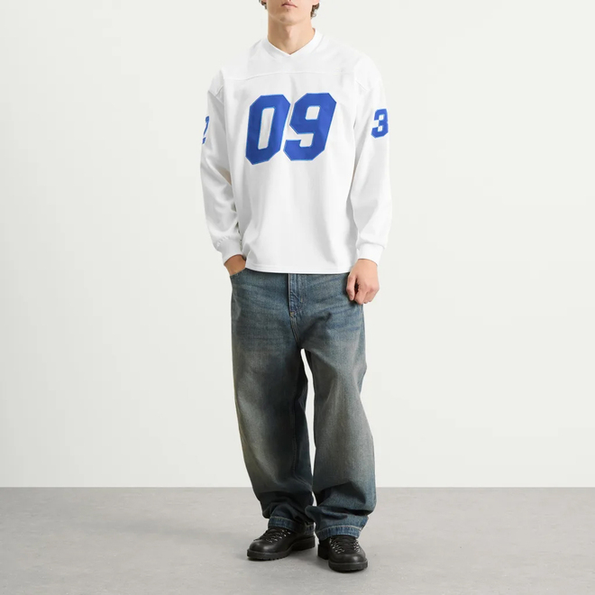 Embroidery Men Streetwear Oversized Long Sleeve Football Jersey