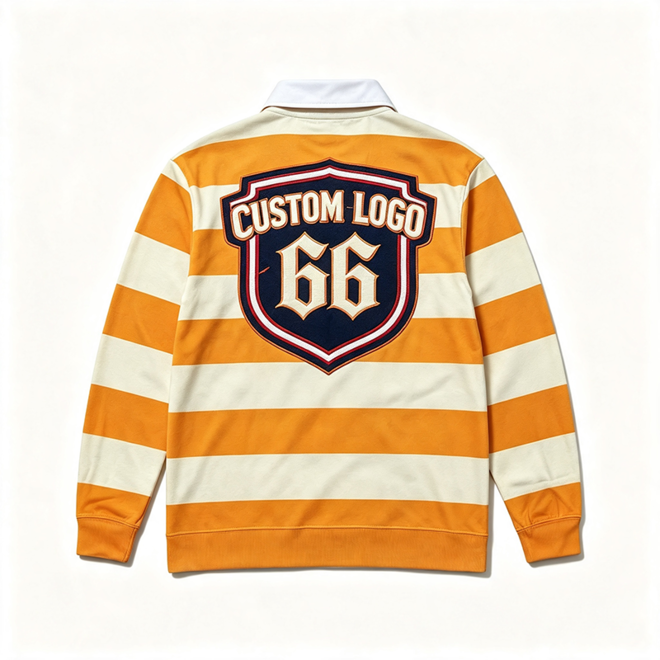 Premium Materials Custom Streetwear Patch Embroidery Vintage Rugby Jersey