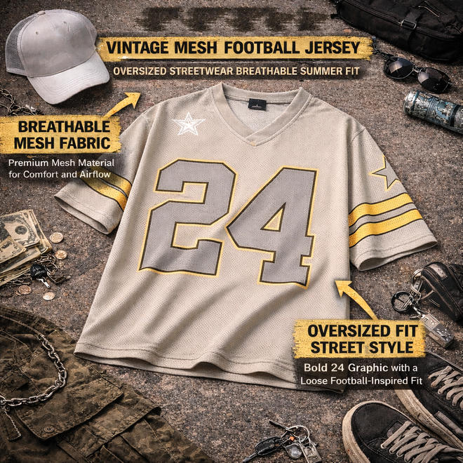 Oversized Streetwear Breathable Sports Mesh Football Jersey