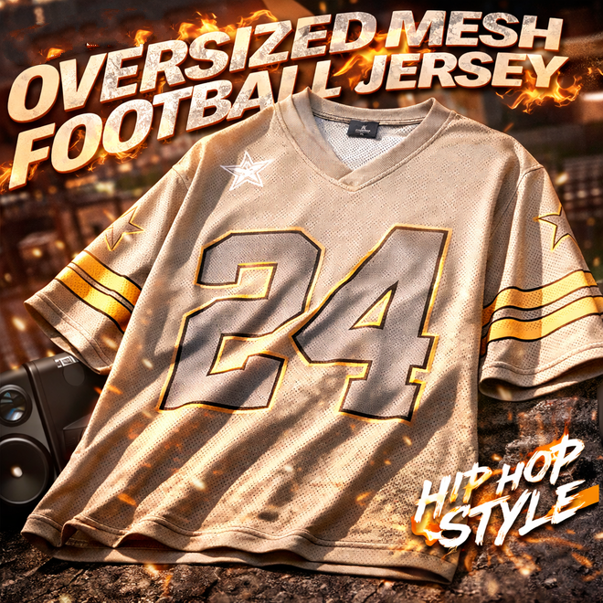 Oversized Streetwear Breathable Sports Mesh Football Jersey