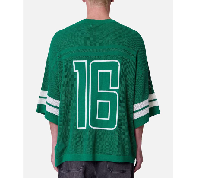 Men Oversize Crew Neck Pullover Knitted Open Knit Varsity Jersey