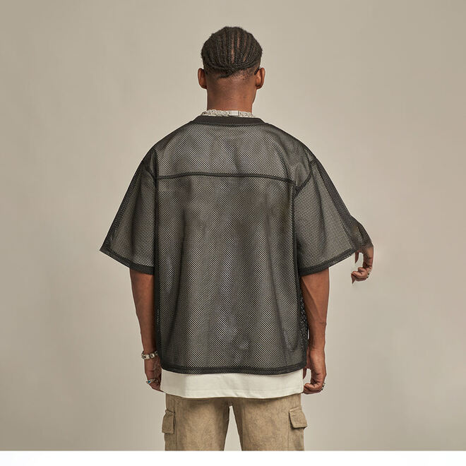 Mens Oversized Streetwear Mesh Basketball T Shirt