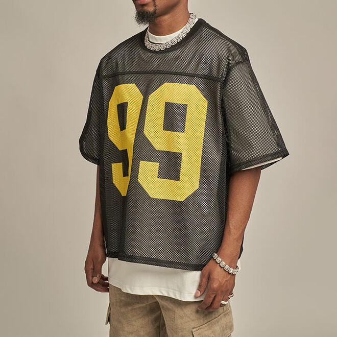 Mens Oversized Streetwear Mesh Basketball T Shirt