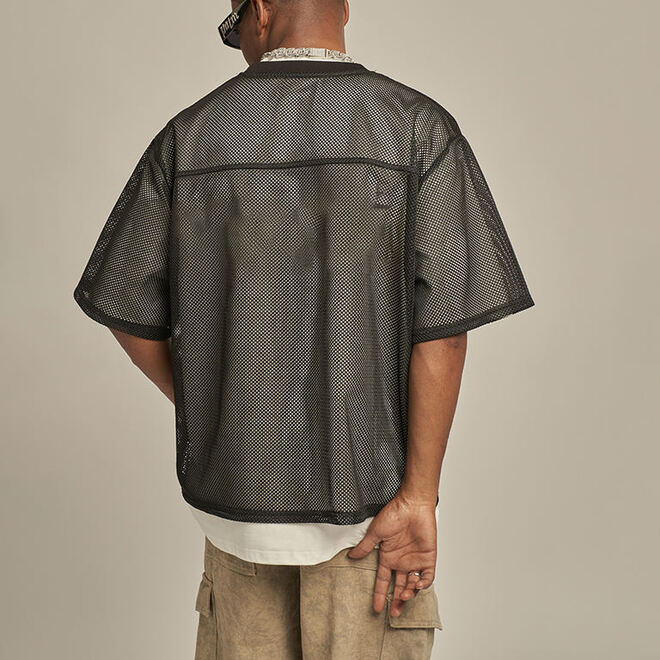 Mens Oversized Streetwear Mesh Basketball T Shirt