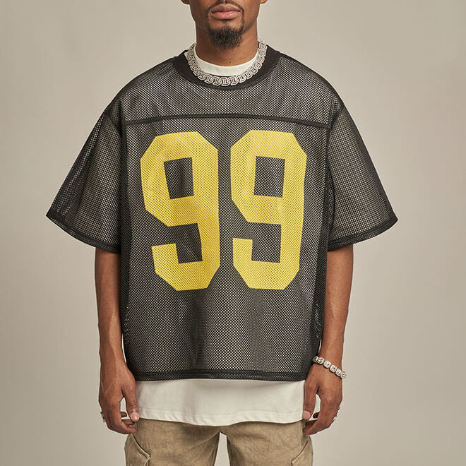 Mens Oversized Streetwear Mesh Basketball T Shirt