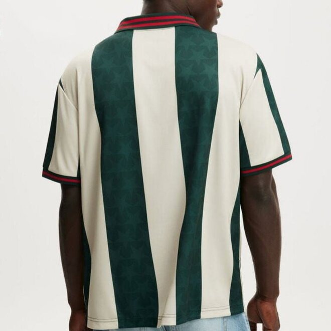 Vintage Mens Cotton Casual Striped Polo Shirt Soccer Jersey