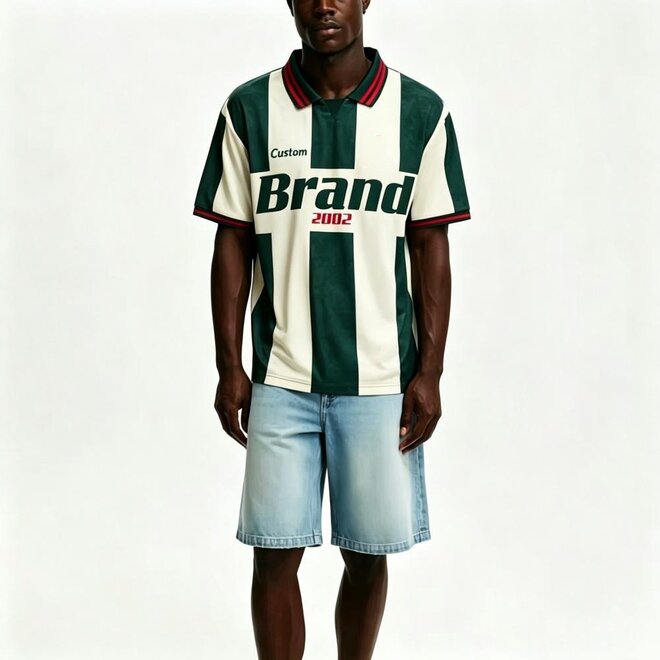 Vintage Mens Cotton Casual Striped Polo Shirt Soccer Jersey