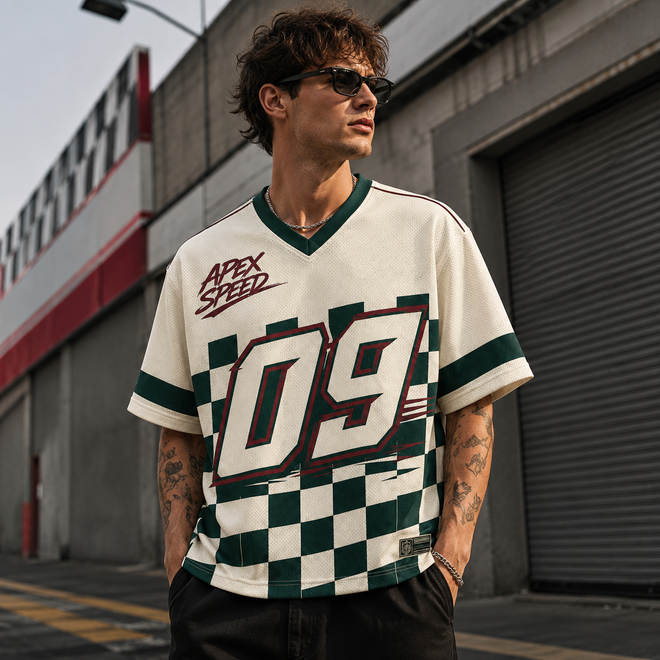 Retro Racing Checkered Flag Jersey