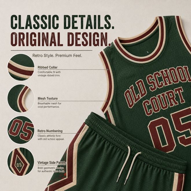 Retro Printed Basketball Jersey Shorts