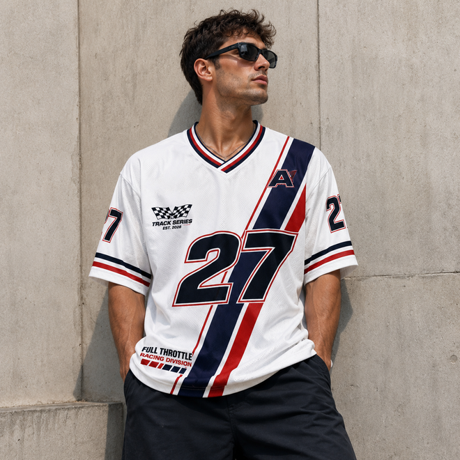 Custom Racing Motorsport Style V Neck Number Printed Vintage Shirt